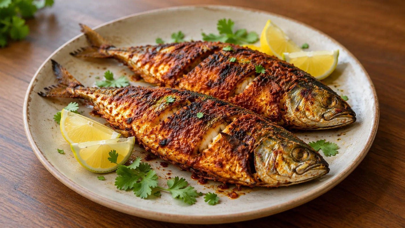Fresh Indian mackerel cleaned and prepared with spices for home cooking