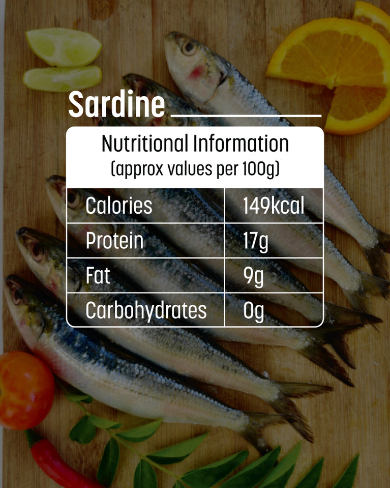 Sardines Whole Cleaned without Head - 500 gm